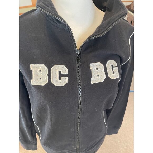 BCBGMaxazria Y2K Black Athletic Full Zip Jacket with Rhinestones - Picture 4 of 11